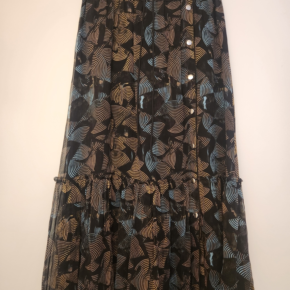 Coach Black and Blue Midi Skirt